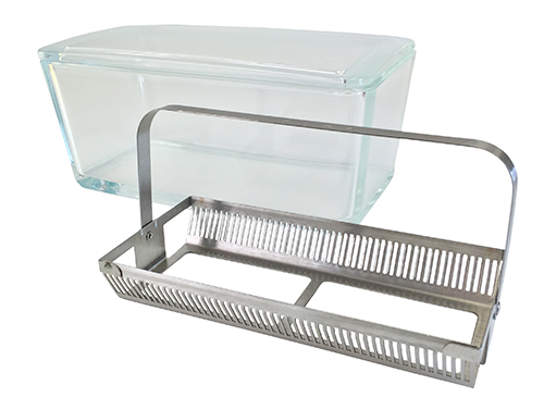 صورة حوض صبغ زجاجي مع حامل شرائح ستانلس ستيل (Glass Staining Jar with Stainless Steel Slide Rack (Coplin Staining Set)) - واقف للتجارة صنعاء صورة حوض صبغ زجاجي مع حامل شرائح ستانلس ستيل (Glass Staining Jar with Stainless Steel Slide Rack (Coplin Staining Set)) - واقف للتجارة صنعاء