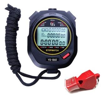 صورة ساعة إيقاف رقمية مخبرية (استوب واتش) مع صفارة (Digital Stopwatch Timer YS-860 with Whistle) - واقف للتجارة صنعاء