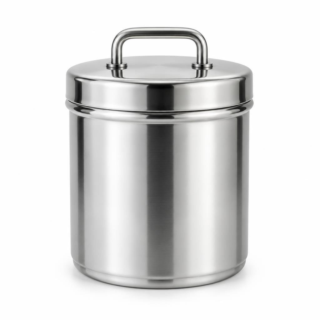 صورة مطايب مع الغطاء استيل — صغير (Small Stainless Gallipot with Cover) - واقف للتجارة صنعاء صورة مطايب مع الغطاء استيل — صغير (Small Stainless Gallipot with Cover) - واقف للتجارة صنعاء
