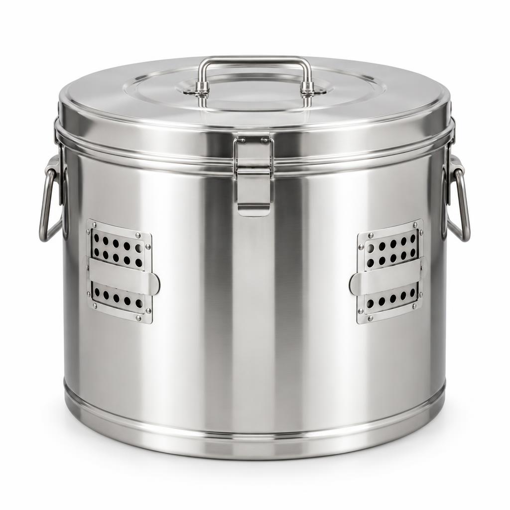 صورة درام تعقيم ستانلس ستيل مقاس 17 (Stainless Steel Dressing Drum Size 17) - واقف للتجارة صنعاء صورة درام تعقيم ستانلس ستيل مقاس 17 (Stainless Steel Dressing Drum Size 17) - واقف للتجارة صنعاء