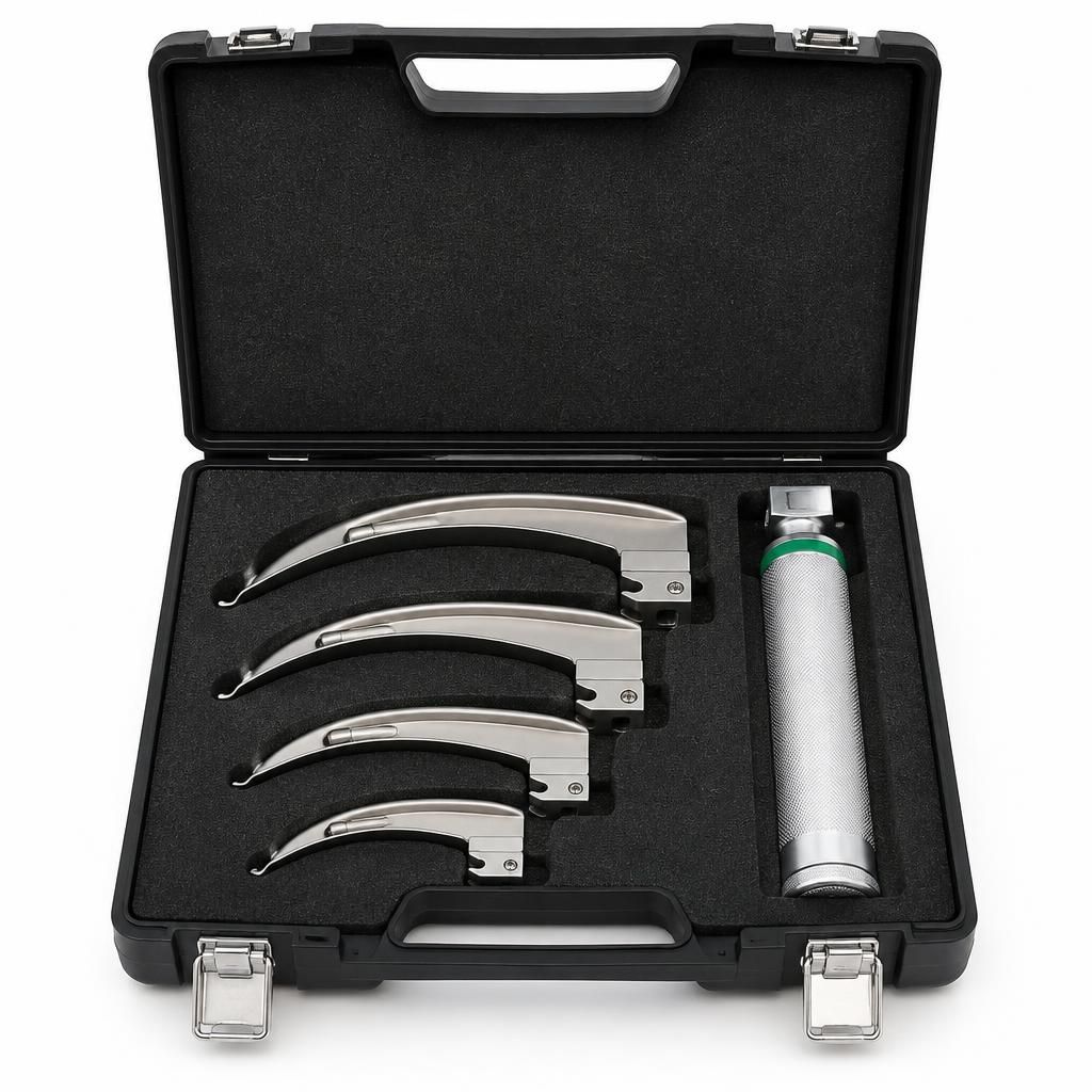 صورة منظار حنجرة (لارنجسكوب) طقم ريش (Laryngoscope Set with Stainless Steel Blades and Handle) - واقف للتجارة صنعاء صورة منظار حنجرة (لارنجسكوب) طقم ريش (Laryngoscope Set with Stainless Steel Blades and Handle) - واقف للتجارة صنعاء